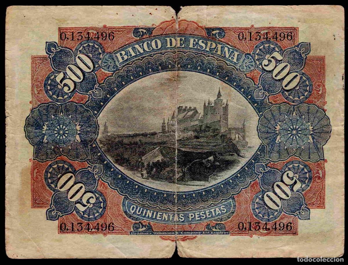 Billetes espa&ntilde;oles: 500 PESETAS 1907 SIN SERIE - Foto 2