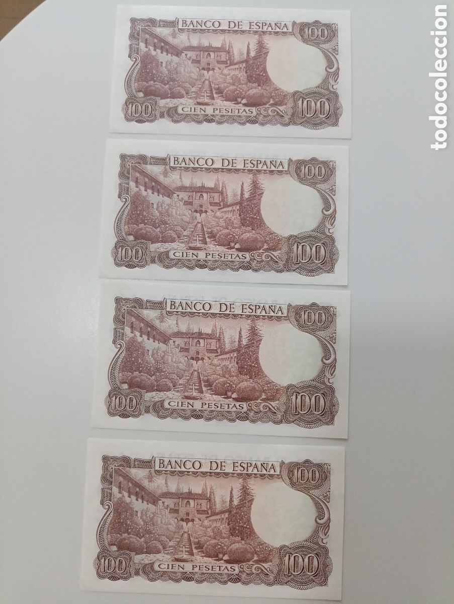 Billetes espa&ntilde;oles: Cuatro billetes de100 pts Falla - Foto 2