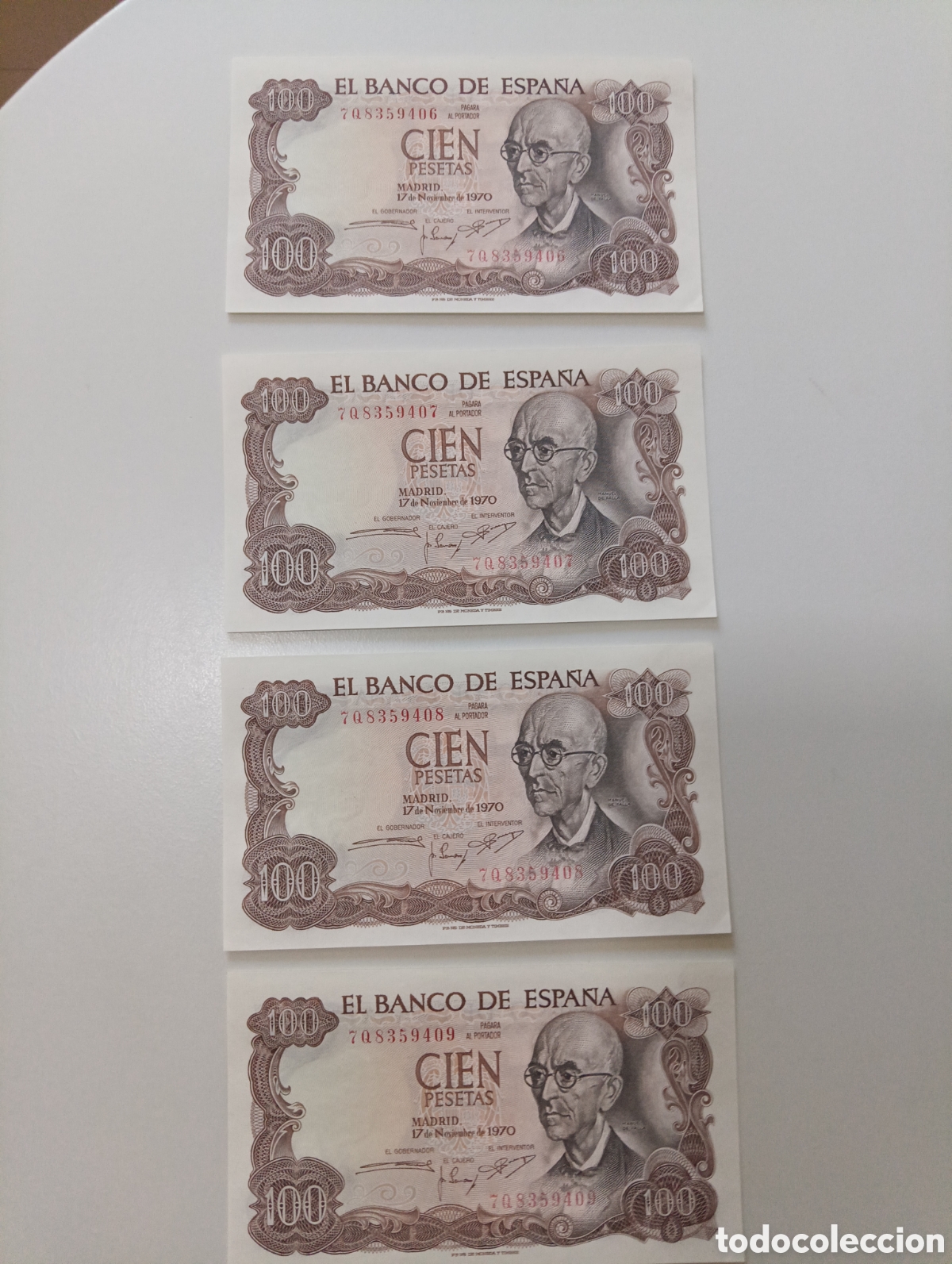 Billetes espa&ntilde;oles: Cuatro billetes de100 pts Falla - Foto 1