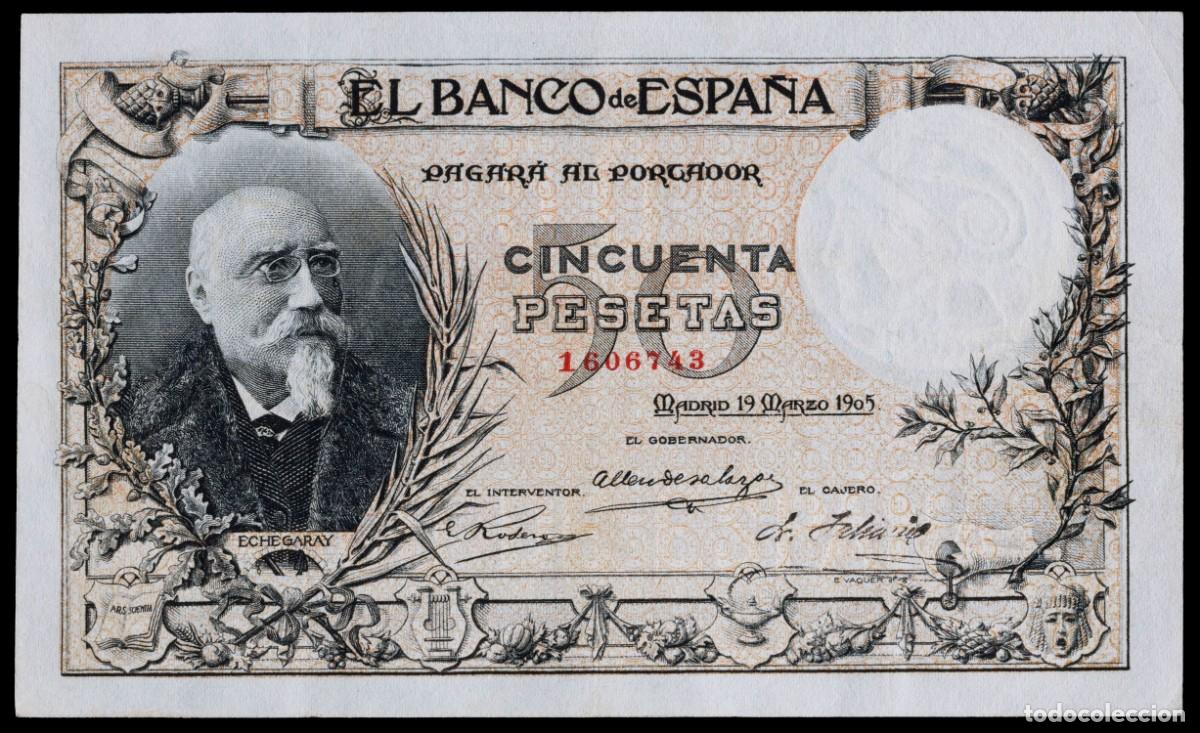 Billetes espa&ntilde;oles: 50 PESETAS 1905 SIN SERIE MBC+ - Foto 1