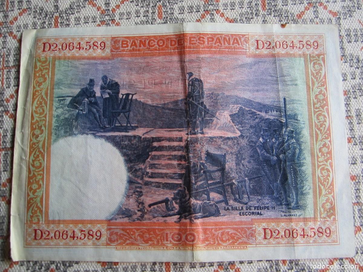 Billetes espa&ntilde;oles: 100 PESETAS DE 1925 SERIE D-589 - Foto 2