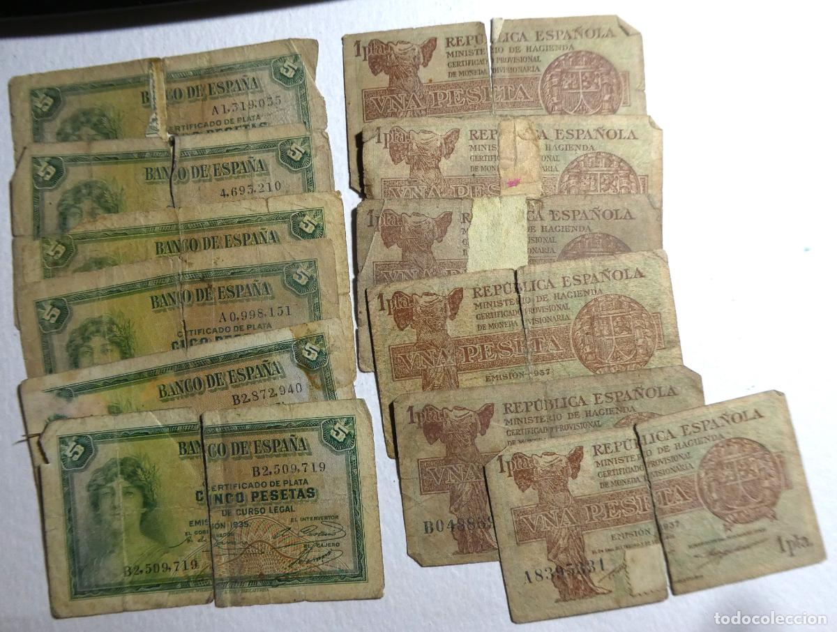 Billetes espa&ntilde;oles: 45 Billetes variados Espa&ntilde;oles en mal estado - Foto 2
