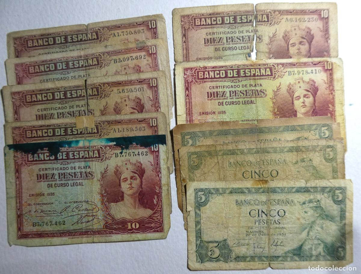 Billetes espa&ntilde;oles: 45 Billetes variados Espa&ntilde;oles en mal estado - Foto 3