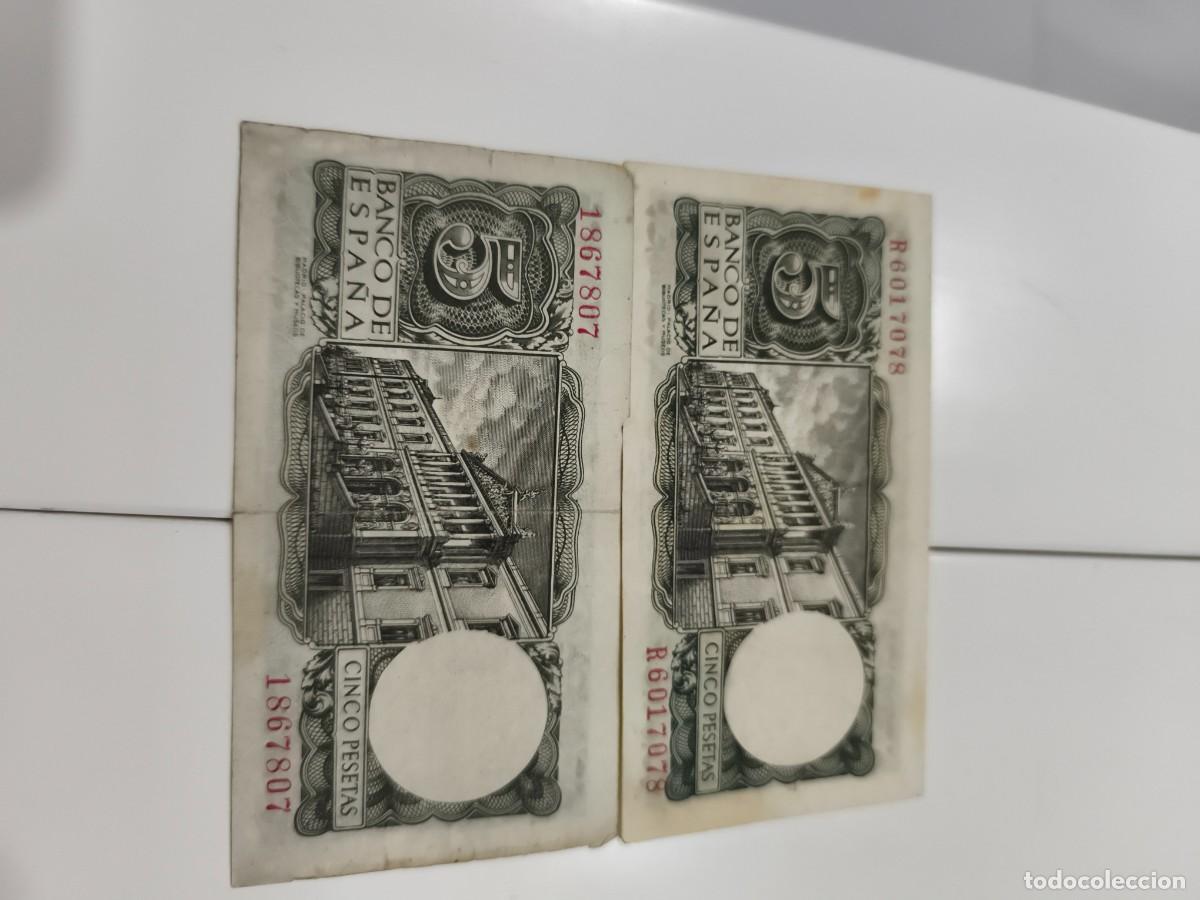 Billetes espa&ntilde;oles: 2 billetes de 5 pesetas Espa&ntilde;a - Foto 2
