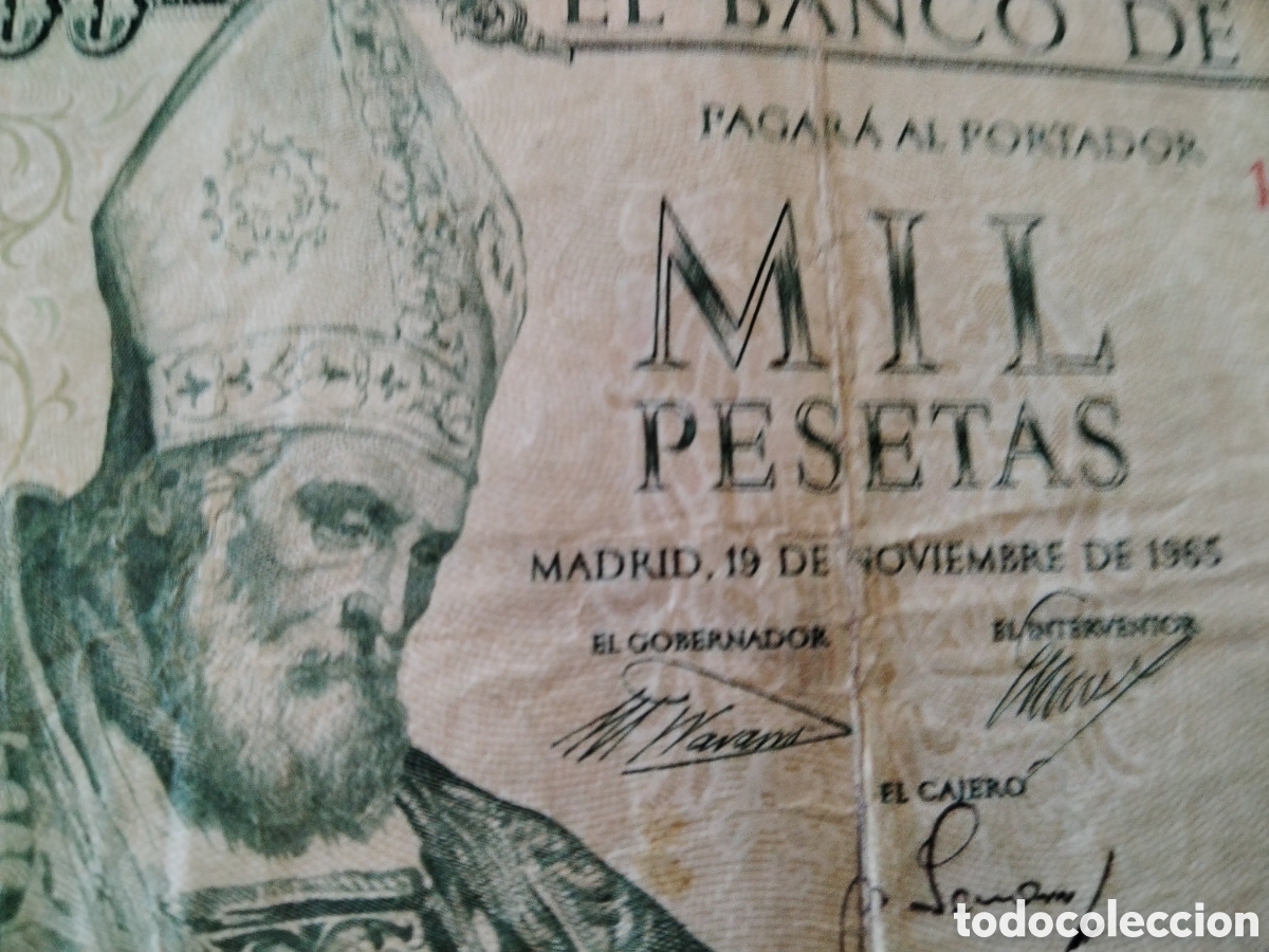 Billetes espa&ntilde;oles: Billete mil pesetas 1965 - Foto 2