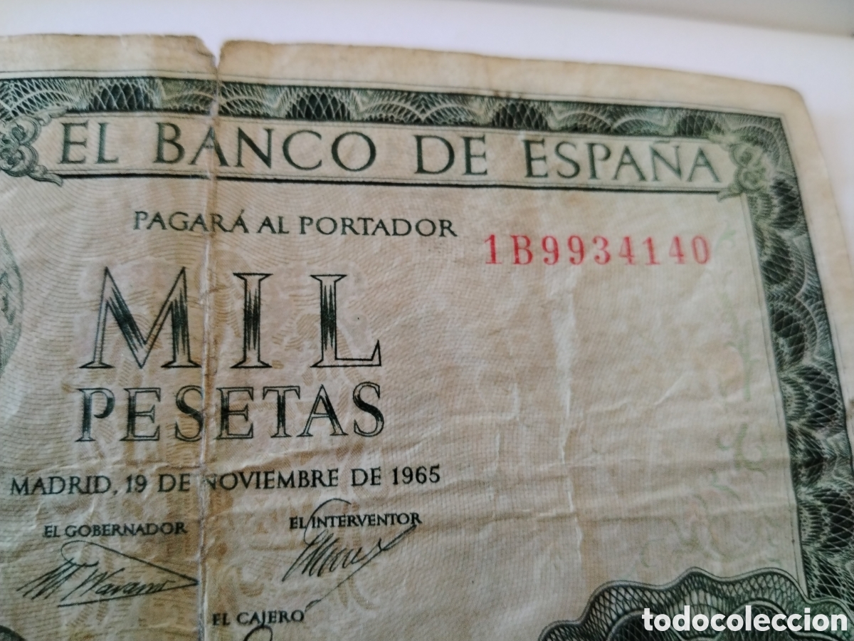 Billetes espa&ntilde;oles: Billete mil pesetas 1965 - Foto 4