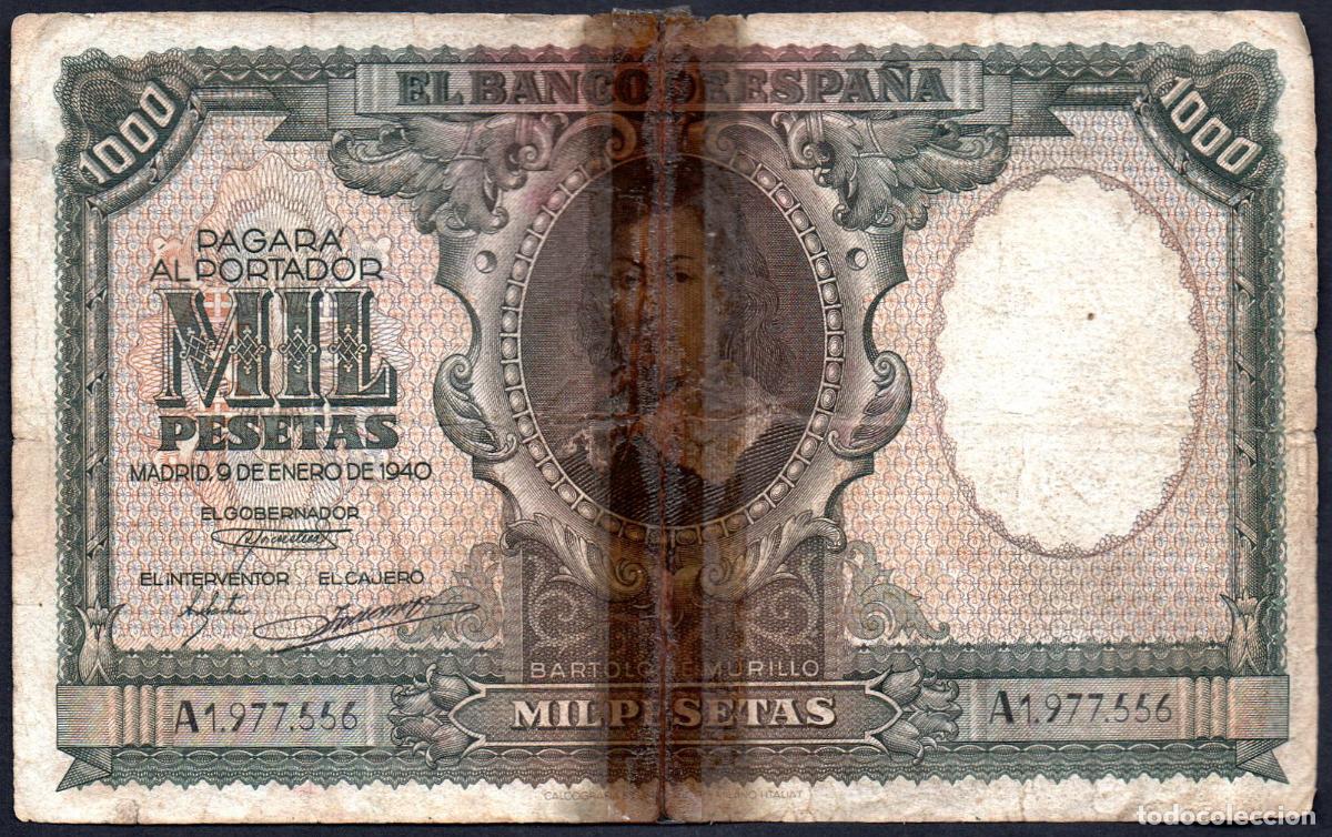 Billetes espa&ntilde;oles: 1000 PESETAS 1940 - MURILLO - PEGADO CELO - Foto 1