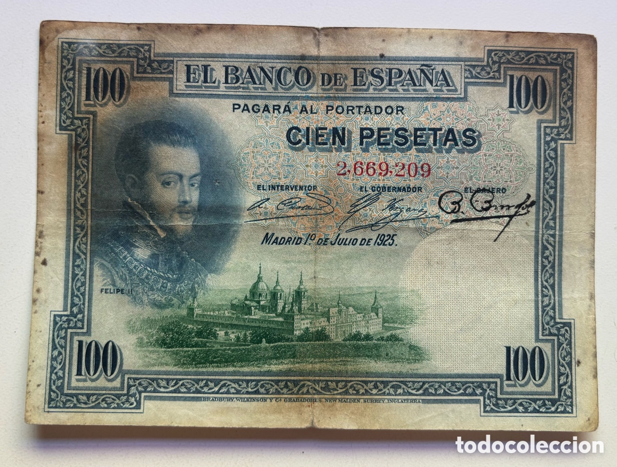 Spanische Banknoten: Billete 100 Pesetas 1925 SIN SERIE. Republica