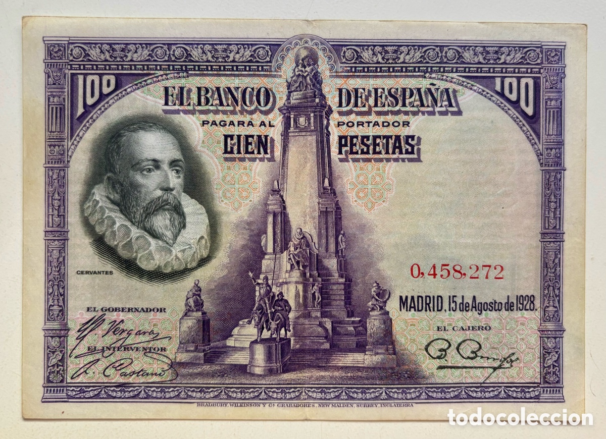 Spanische Banknoten: Billete 100 Pesetas 1928 MBC+ SIN SERIE