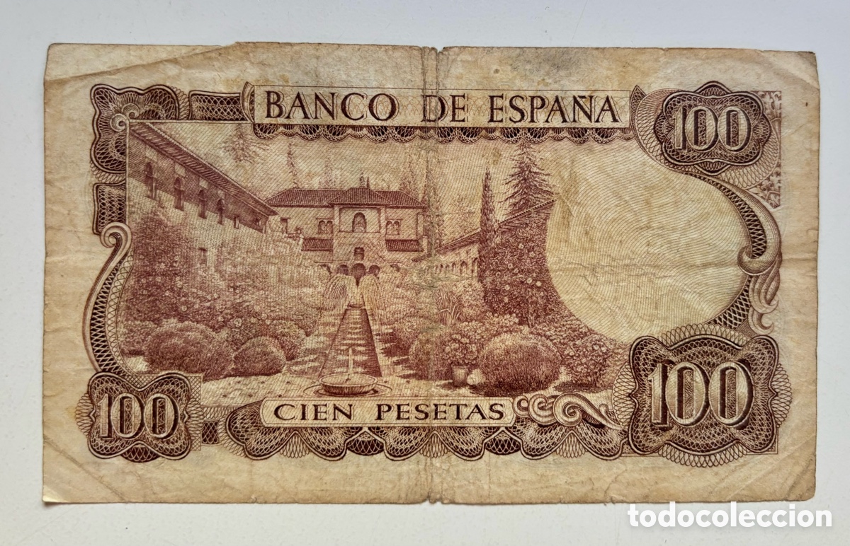 Billetes espa&ntilde;oles: Billete 100 Pesetas 1970. Manuel de Falla - Foto 2