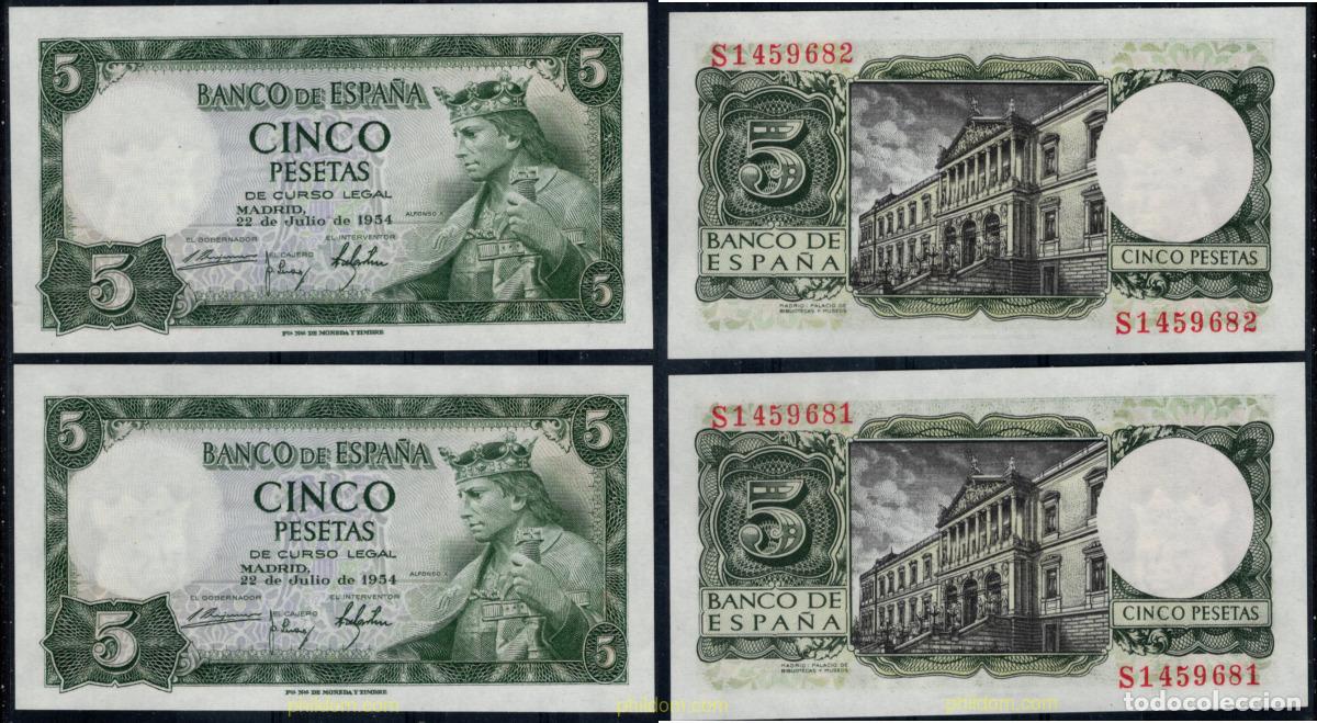 Billets espagnols: 10829 ESPA&Ntilde;A 1954 5 pesetas Alfonso X 1954