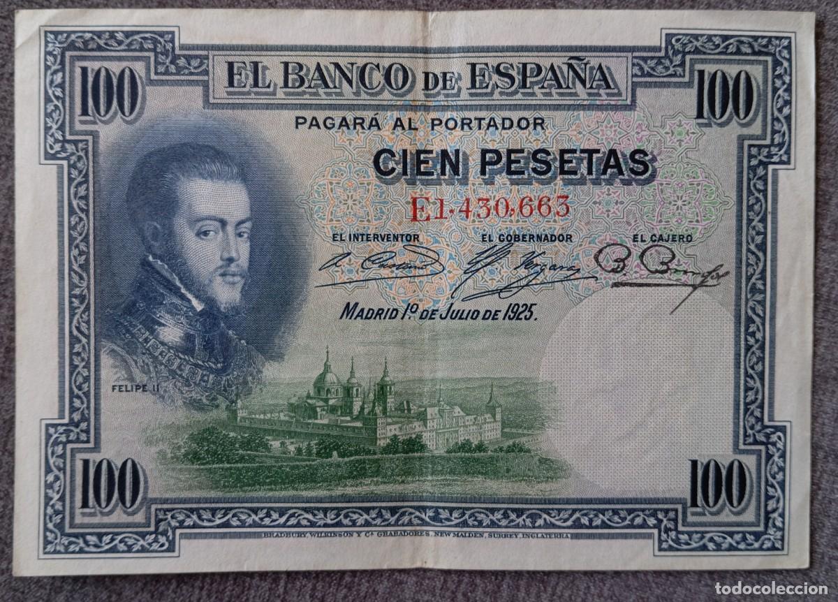Billetes espa&ntilde;oles: 100 pesetas 1925 serie E (MBC+) - Foto 1