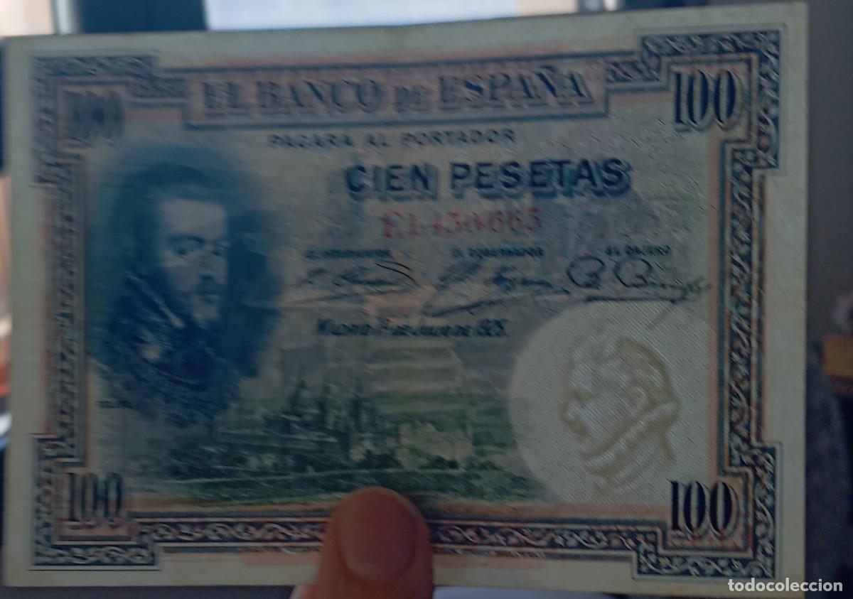 Billetes espa&ntilde;oles: 100 pesetas 1925 serie E (MBC+) - Foto 3