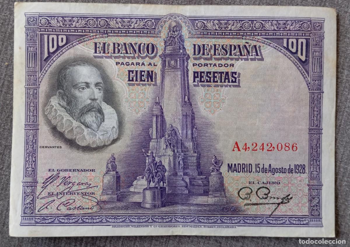 Billetes espa&ntilde;oles: 100 pesetas 1928 serie A (MBC+) - Foto 1