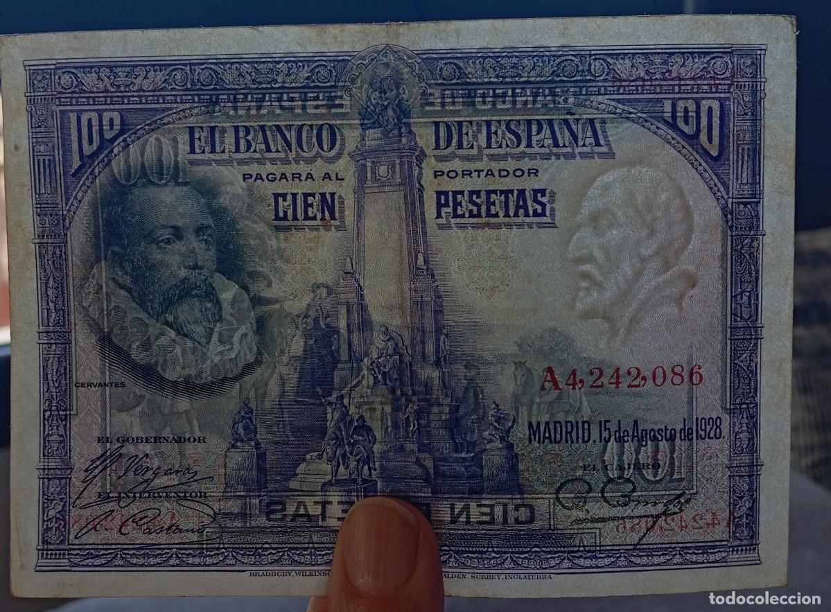 Billetes espa&ntilde;oles: 100 pesetas 1928 serie A (MBC+) - Foto 3