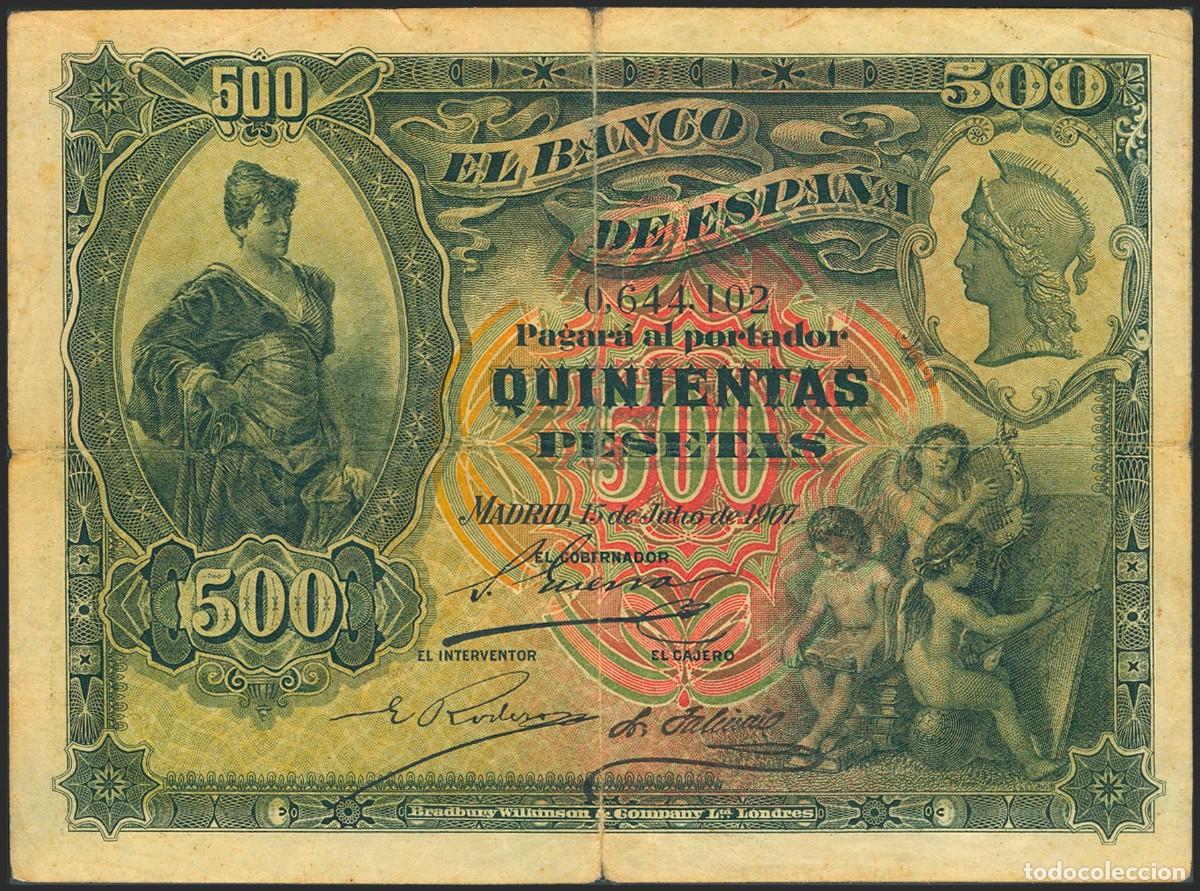 Billetes espa&ntilde;oles: 500 PESETAS 1907 SIN SERIE - Foto 1