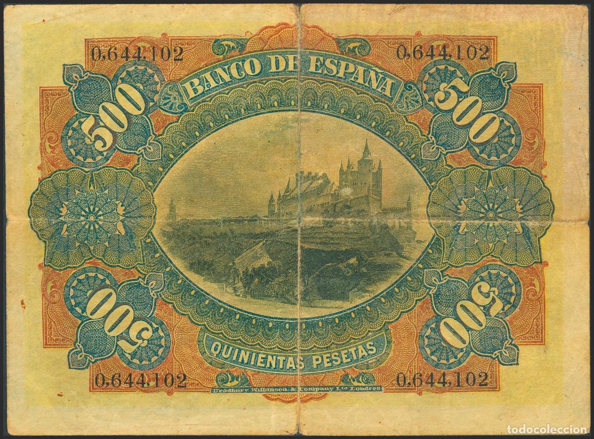 Billetes espa&ntilde;oles: 500 PESETAS 1907 SIN SERIE - Foto 2