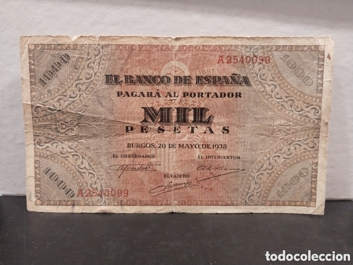 Billets espagnols: Estado Espa&ntilde;ol. 1938. 1000 Pesetas (BC) Serie A. Roturas en Margenes