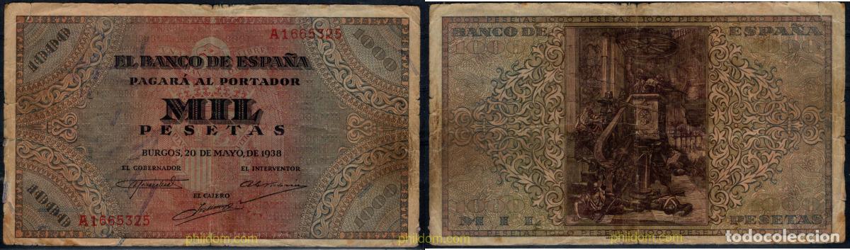 Banconote spagnole: 10862 ESPA&Ntilde;A 1938 1000 pesetas Burgos - 20 de mayo 1938