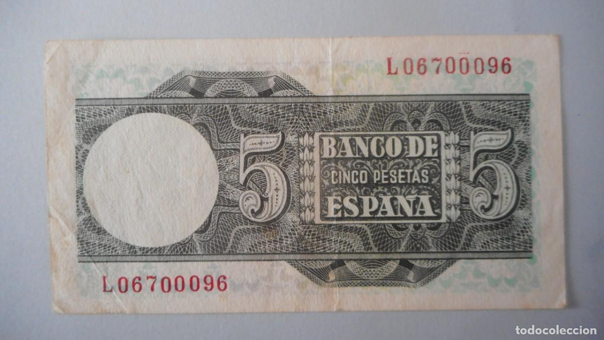 Billetes espa&ntilde;oles: 5 PESETAS MARZO 1948 / MBC+ - Foto 2
