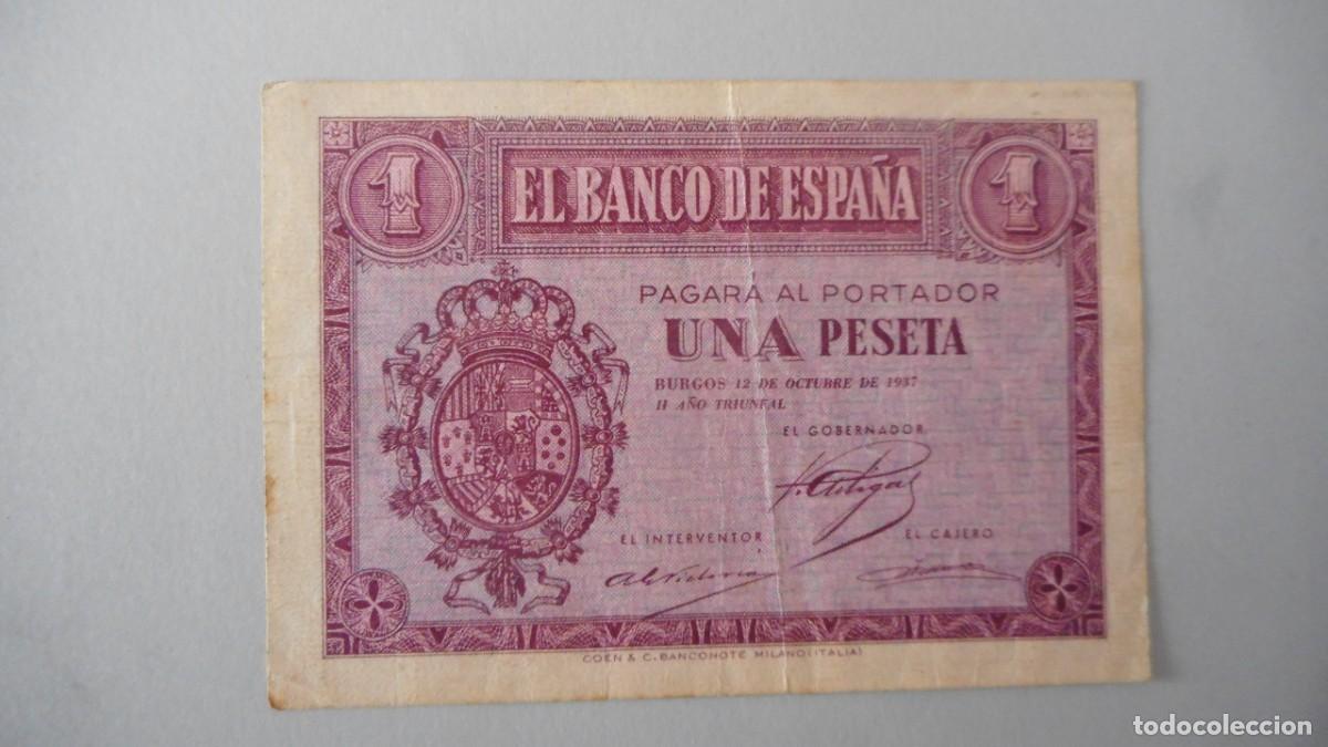 Billetes espa&ntilde;oles: 1 PESETA OCTUBRE 1937 / MBC+ - Foto 1