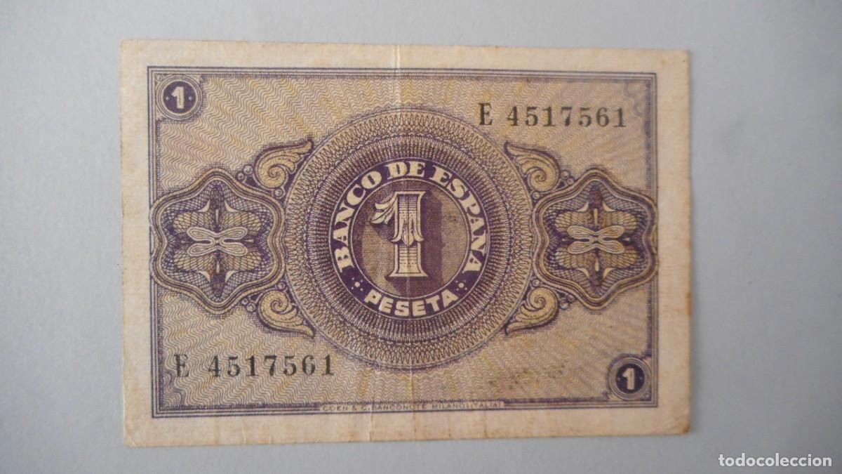 Billetes espa&ntilde;oles: 1 PESETA OCTUBRE 1937 / MBC+ - Foto 2