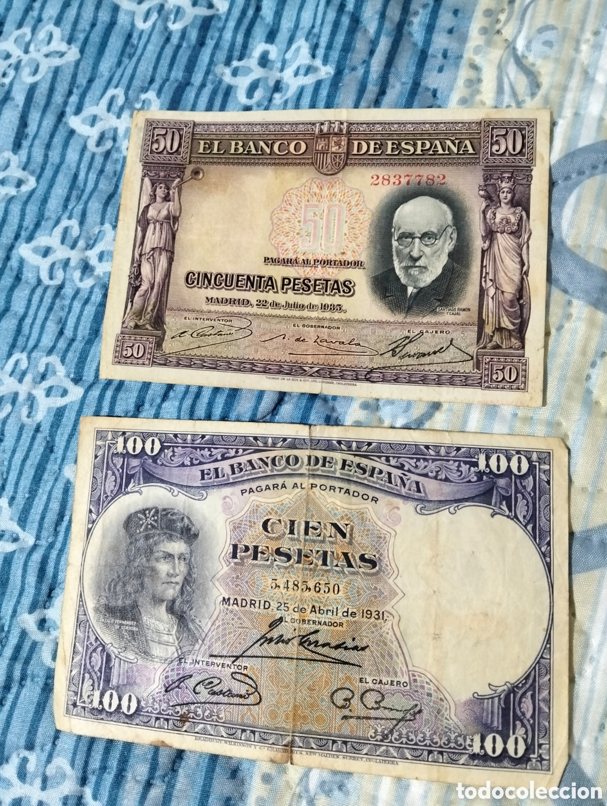 Billetes espa&ntilde;oles: Billetes de 50 y 100 pesetas - Foto 1