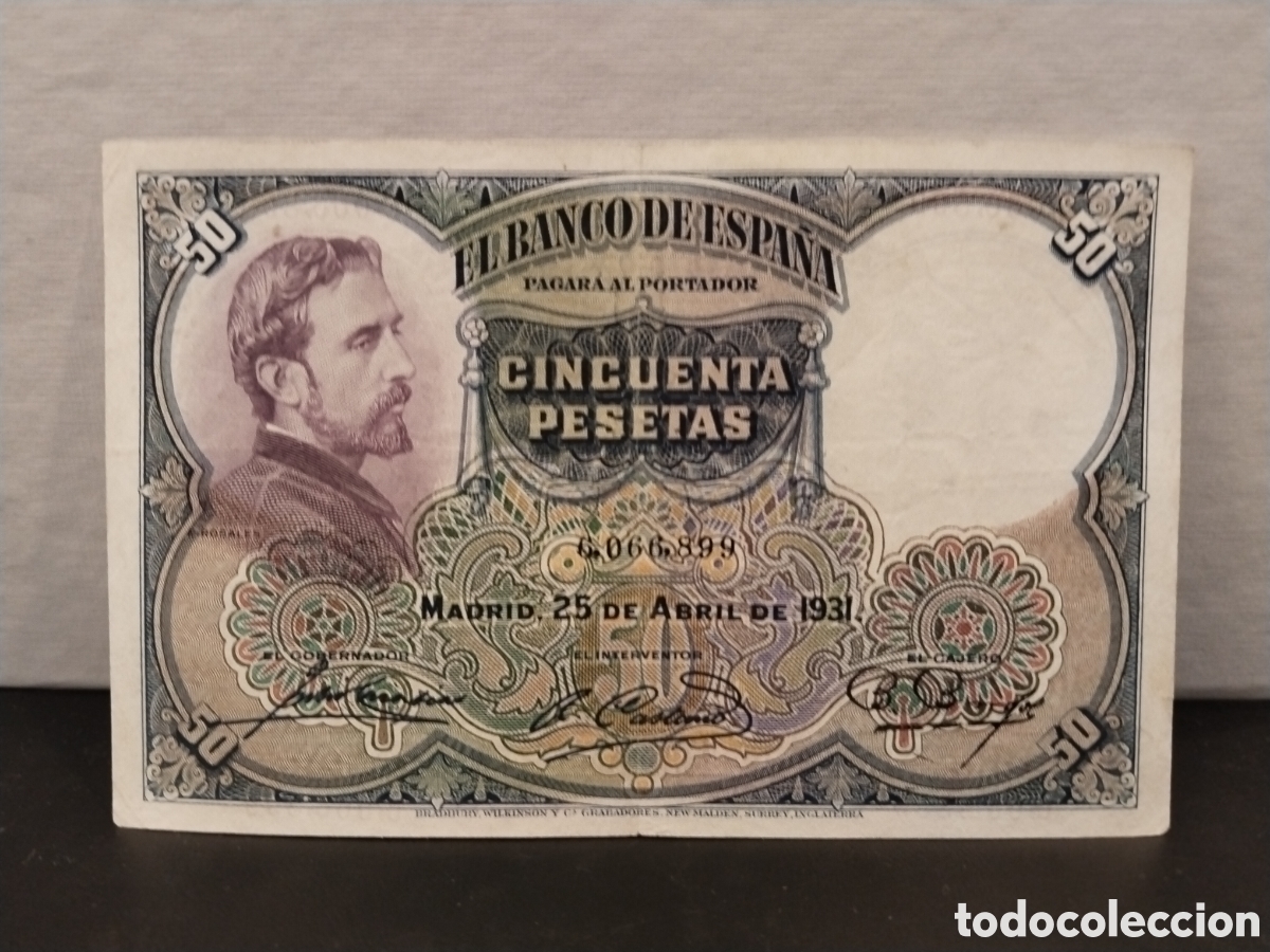 Banconote spagnole: Espa&ntilde;a. 1931. 50 Pesetas (MBC+) Sin Serie