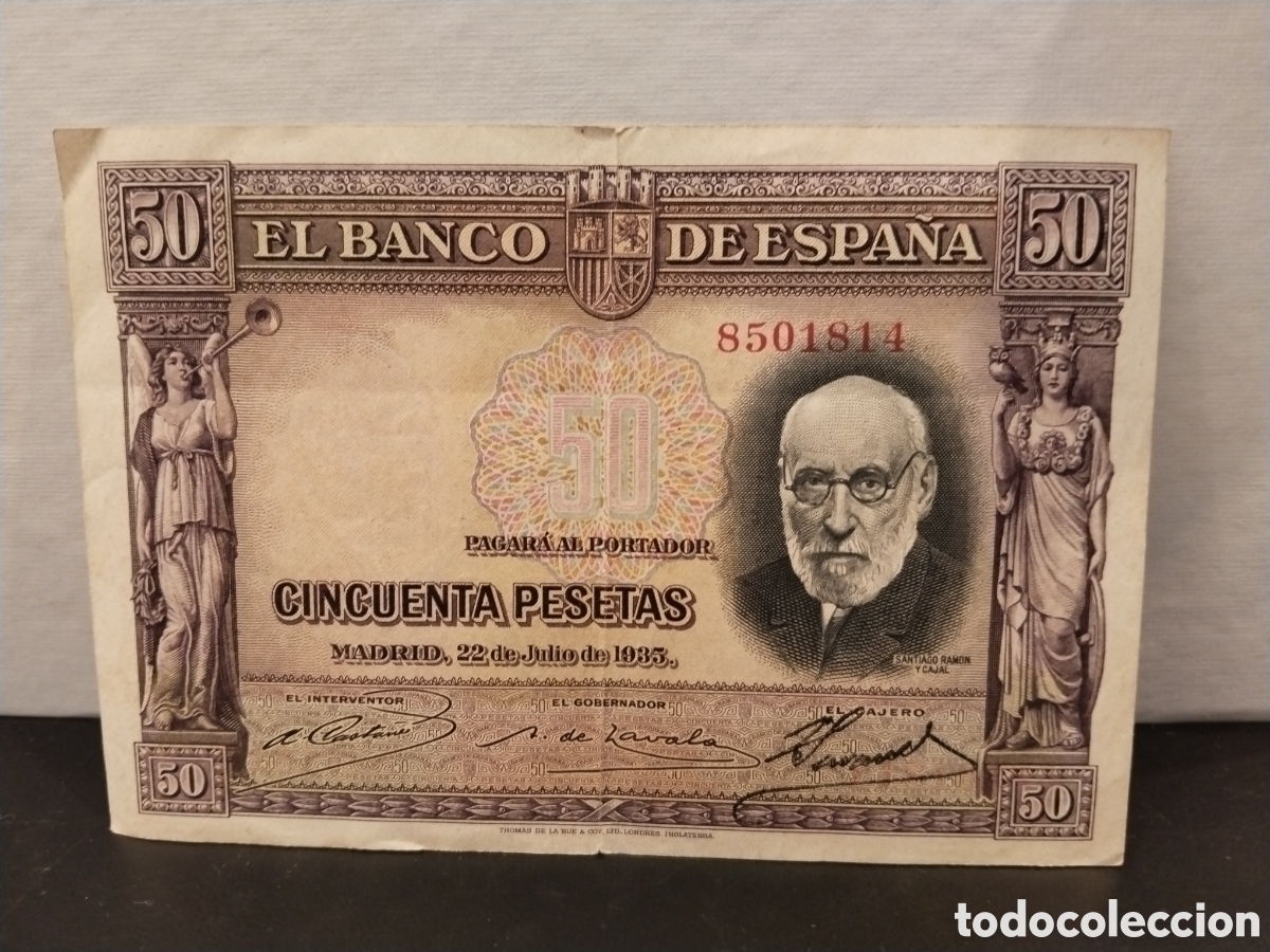 Banconote spagnole: Espa&ntilde;a. 1935. 50 Pesetas (BC+/MBC-) Sin Serie