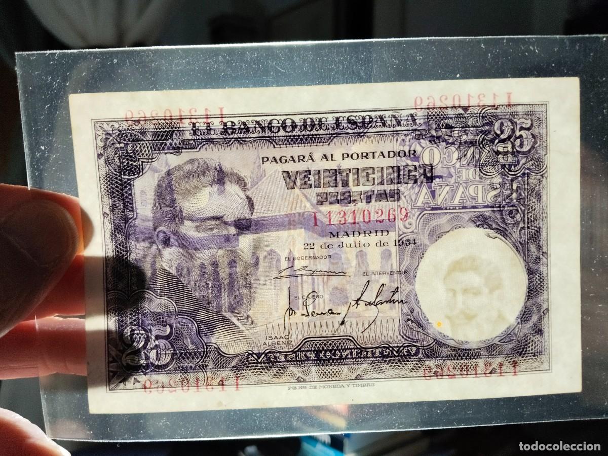 Billetes espa&ntilde;oles: Billete de 25 pesetas 1954 - Foto 3