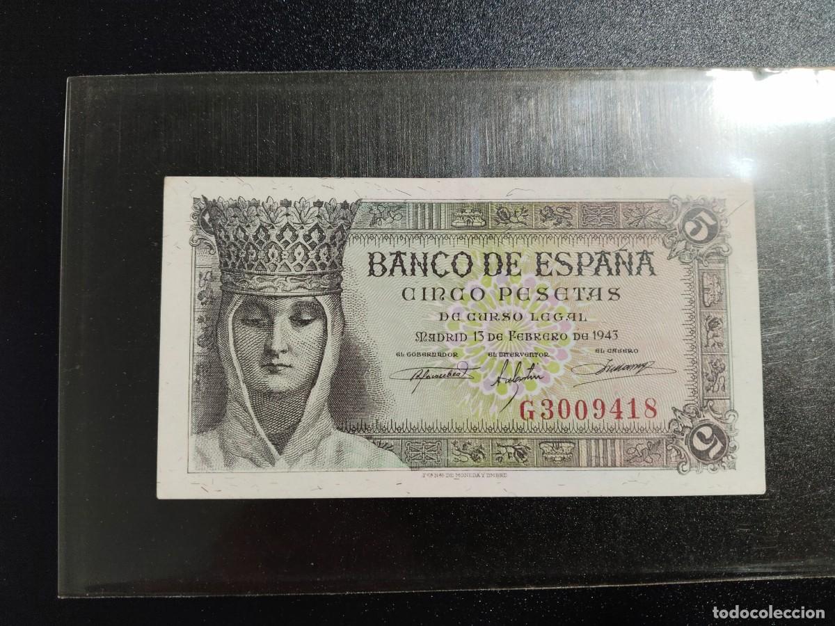 Billetes espa&ntilde;oles: Billete 5 Pesetas 1943 - Foto 1