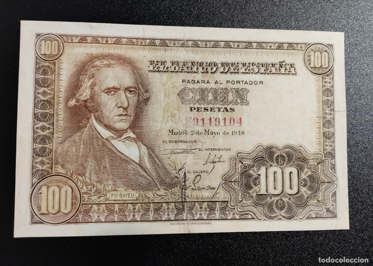 Billetes espa&ntilde;oles: 100 Pesetas 2 mayo 1948 Bayeu. EBC - Foto 1