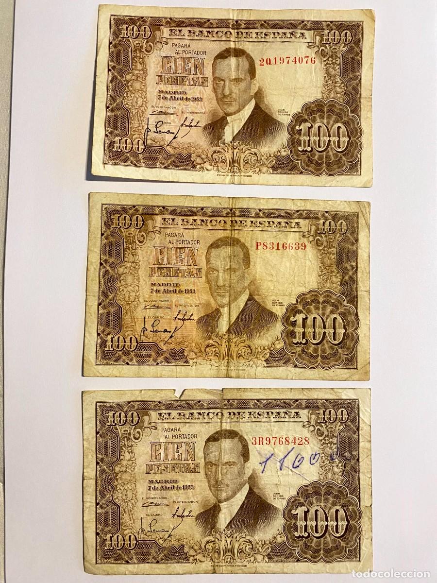 Spanische Banknoten: Lote 3 Billetes 100 Pesetas Banco de Espa&ntilde;a 1953