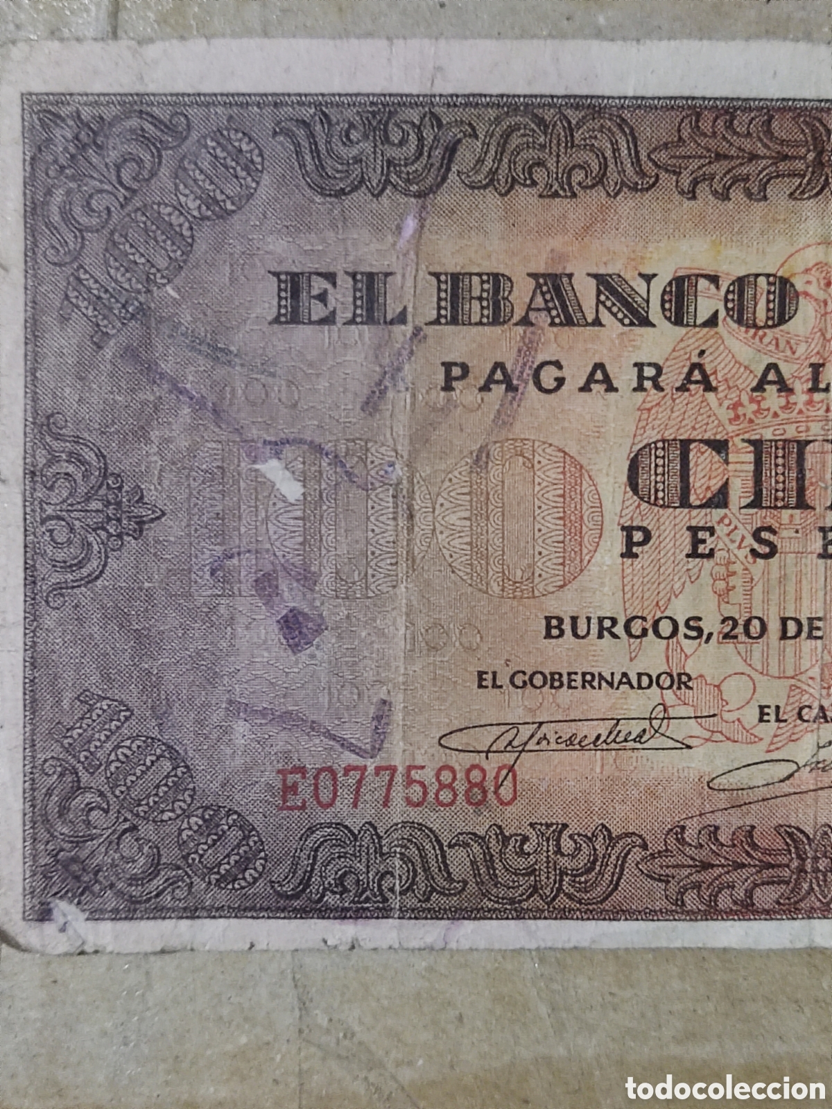 Billetes espa&ntilde;oles: Billete de 100 pesetas 1938 - Foto 2