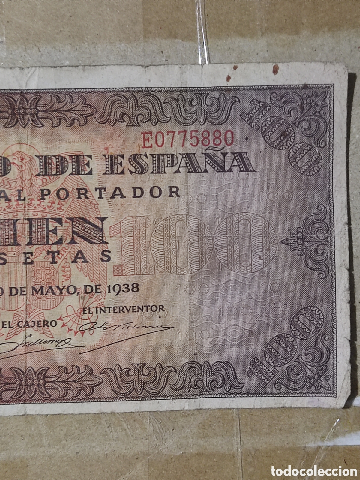 Billetes espa&ntilde;oles: Billete de 100 pesetas 1938 - Foto 3
