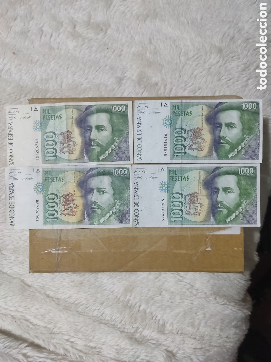 Billetes espa&ntilde;oles: 4 billetes de 1000 pesetas - Foto 1