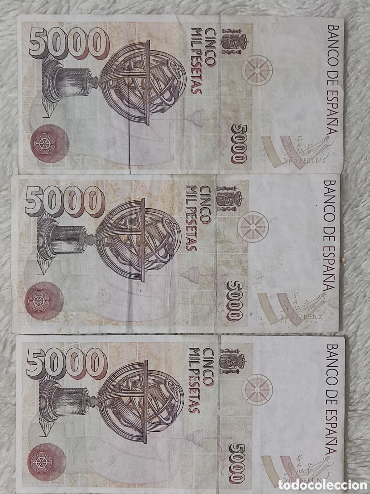 Billetes espa&ntilde;oles: 3 billetes de 5000 pesetas - Foto 3
