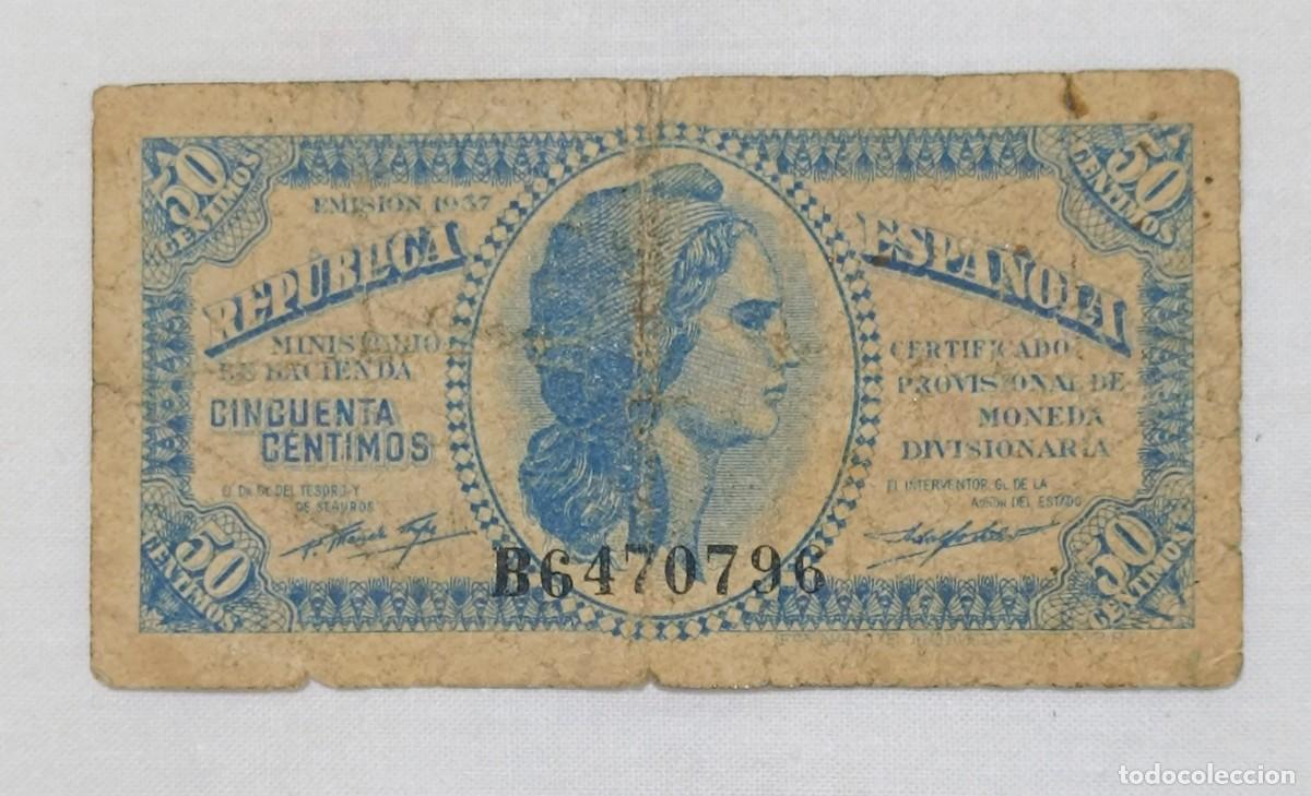 Billetes espa&ntilde;oles: Billete de 50 c&eacute;ntimos. - Foto 1