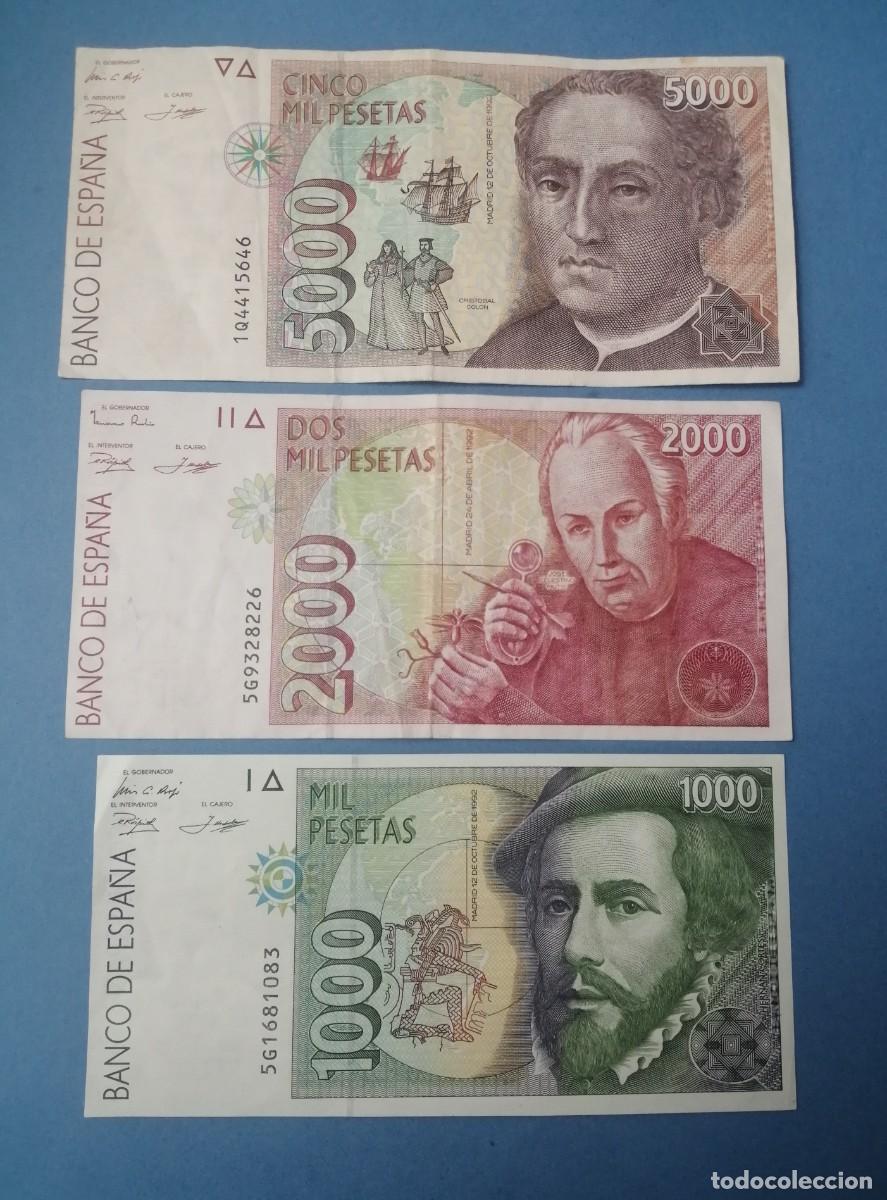 Billetes espa&ntilde;oles: BILLETES 1000, 2000 Y 5000 PESETAS 1992 - Foto 1