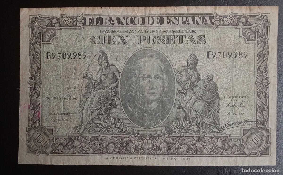 Billetes espa&ntilde;oles: 100 pesetas 1940 (BC+) - Foto 1
