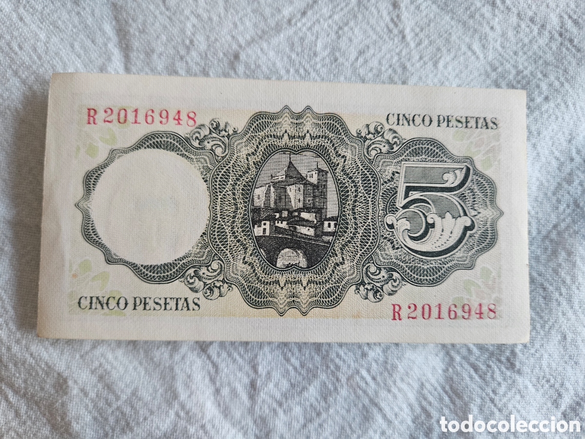 Billetes espa&ntilde;oles: Billete de 5 pesetas 1951 - Foto 2