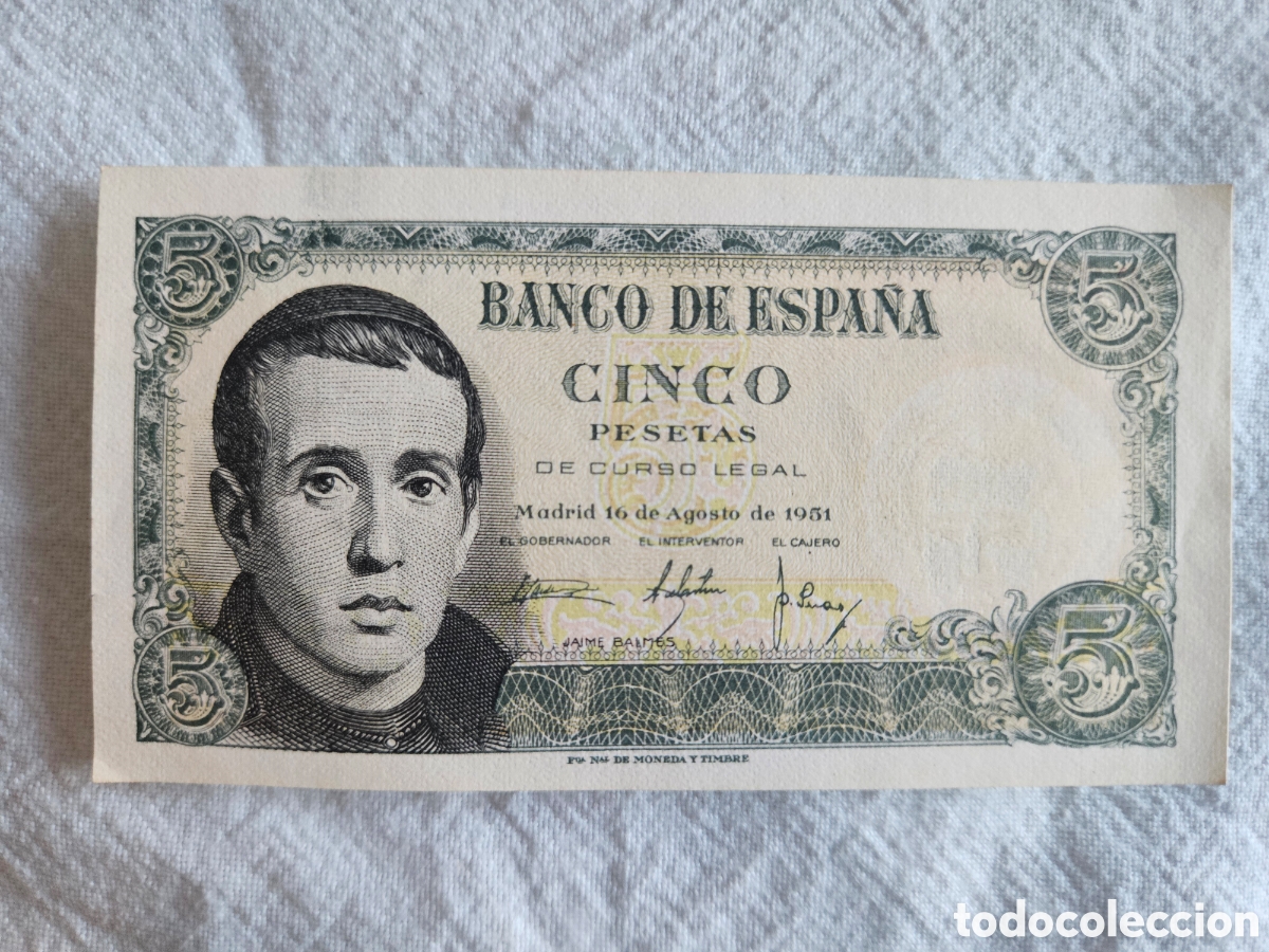 Billetes espa&ntilde;oles: Billete de 5 pesetas 1951 - Foto 1