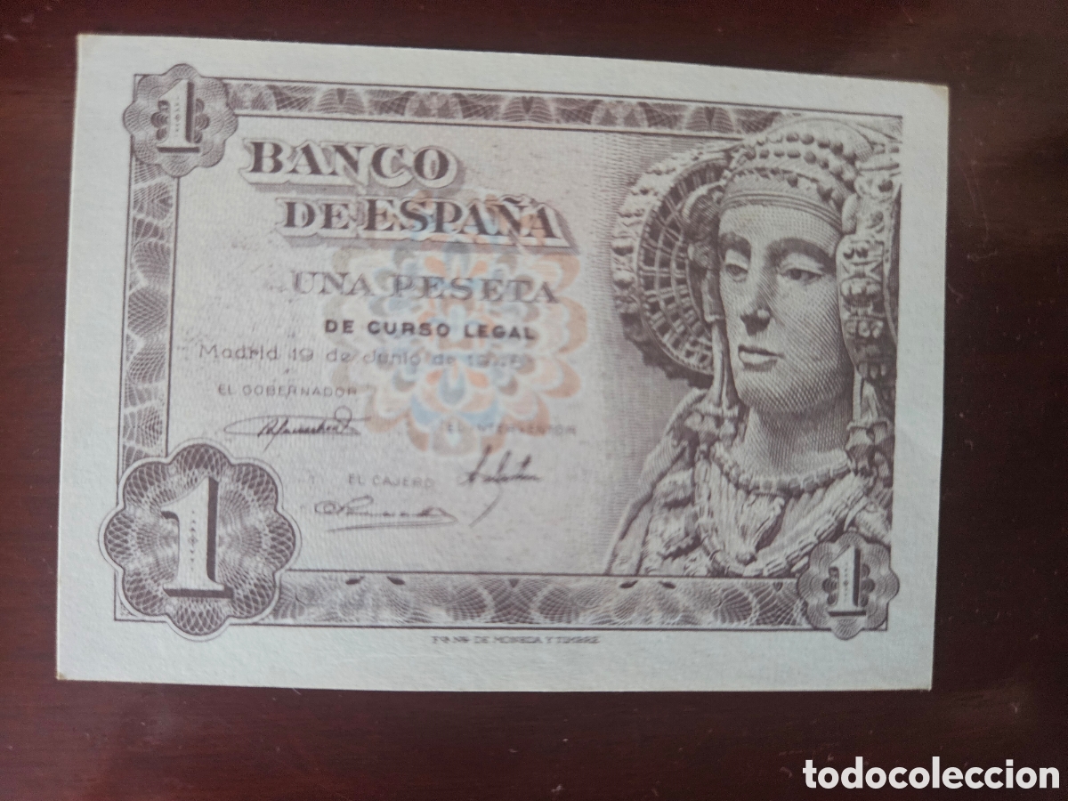 Billetes espa&ntilde;oles: Billete de 1 peseta 1948 - Foto 1