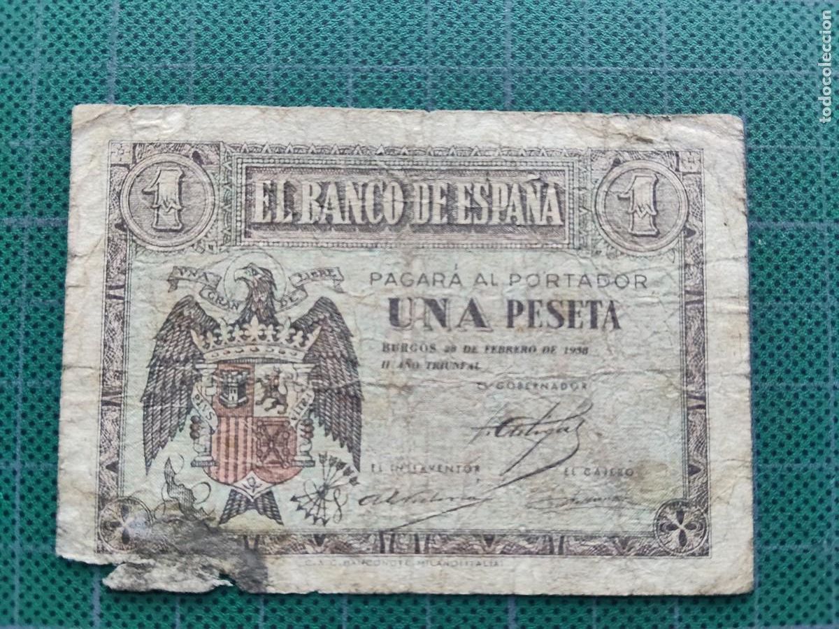 Spanish Banknotes: BILLETE: 1 PESETA BURGOS - 28 FEBRERO 1938 / SERIE D - RARA - ESCASA