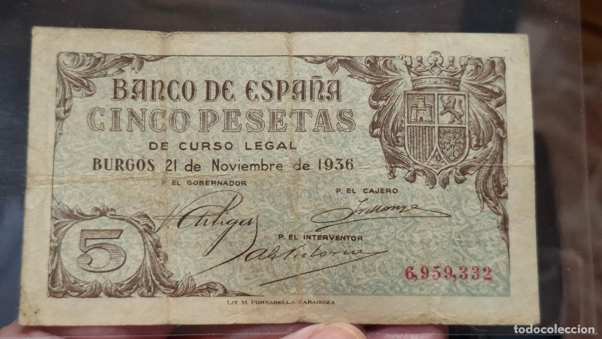 Billets espagnols: 5 PESETAS DE 1936 PORTABELLA, MUY RARO