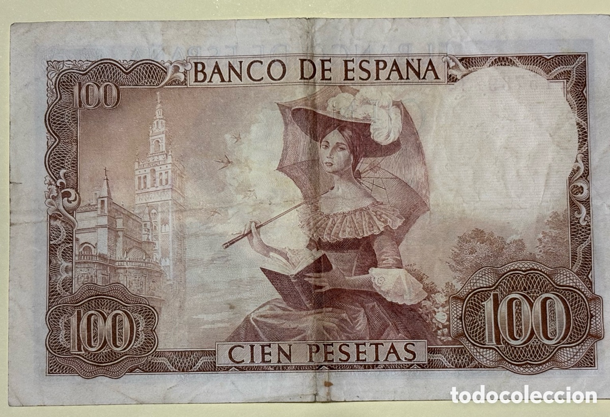 Billetes espa&ntilde;oles: Espa&ntilde;a - 100 pesetas 1965 - Foto 2