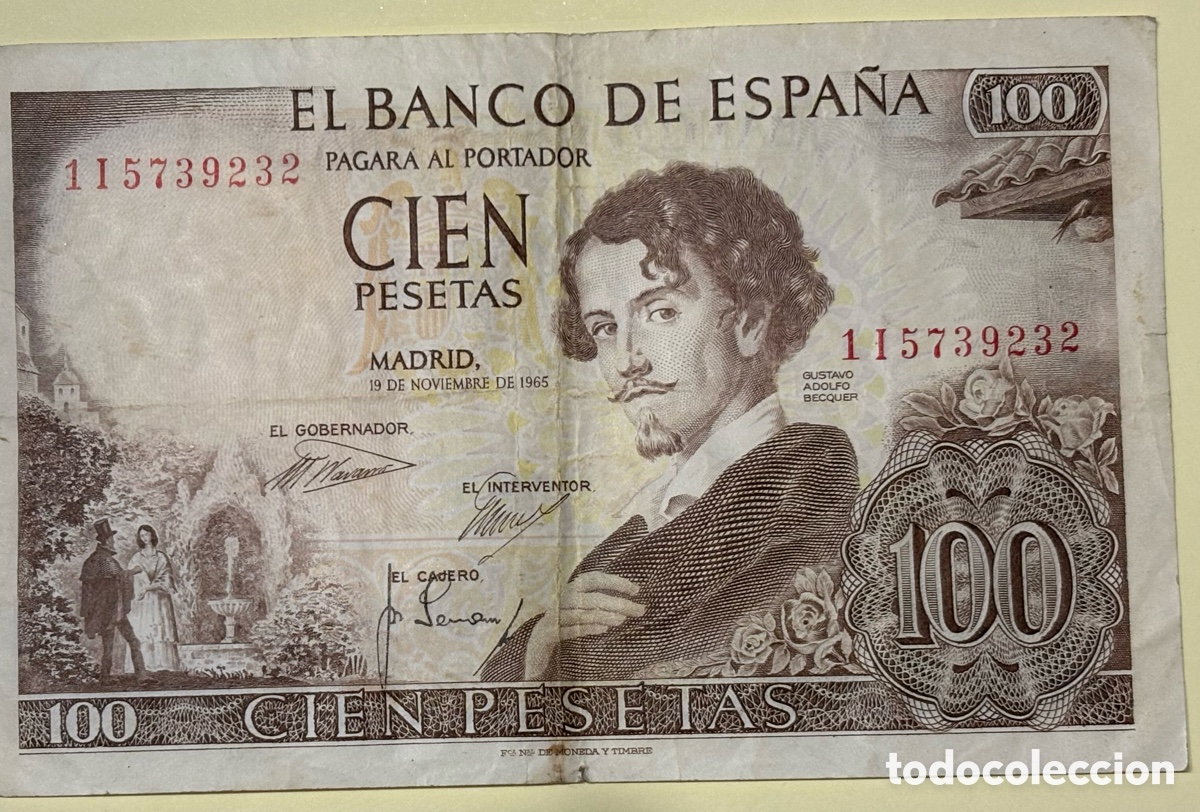 Billetes espa&ntilde;oles: Espa&ntilde;a - 100 pesetas 1965 - Foto 1