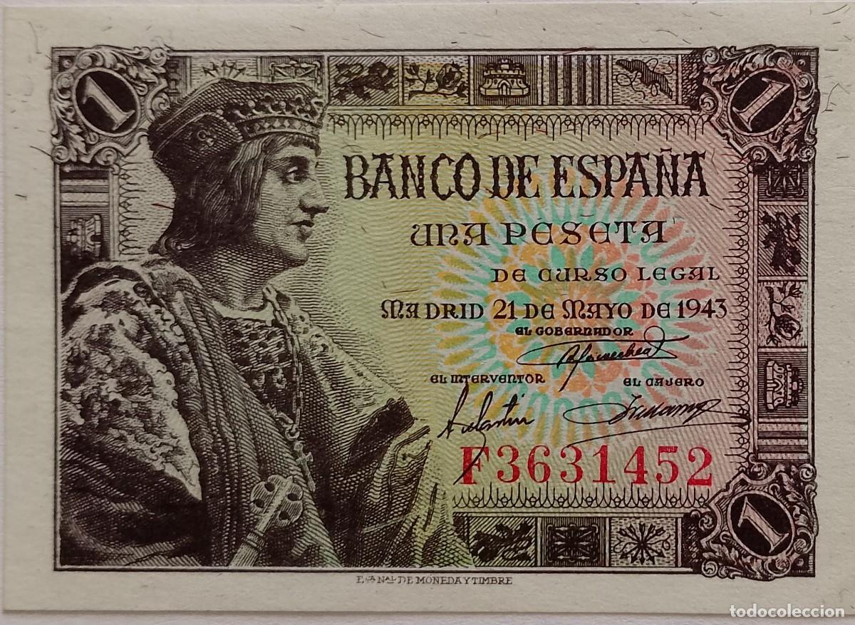 Spanische Banknoten: BILLETE DE 1 PESETA 1943 FERNANDO EL CATOLICO S/C