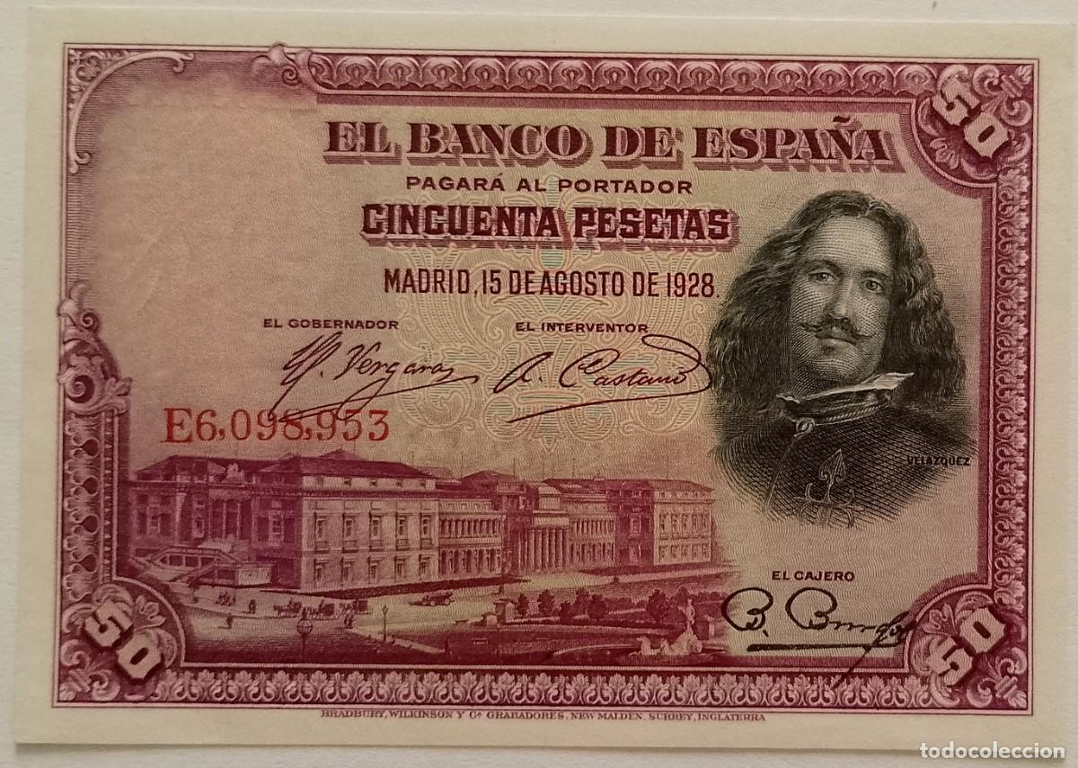 Spanische Banknoten: BILLETE DE 50 PESETAS 1928 VELAZQUEZ S/C MUY DIFICIL EN ESTA CALIDAD