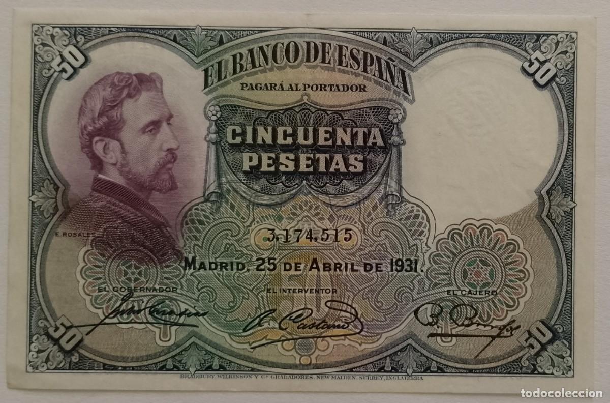 Spanische Banknoten: BILLETE DE 50 PESETAS 1931 ROSALES EBC